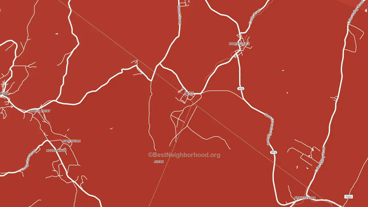 Wood, PA block-group political-lean map