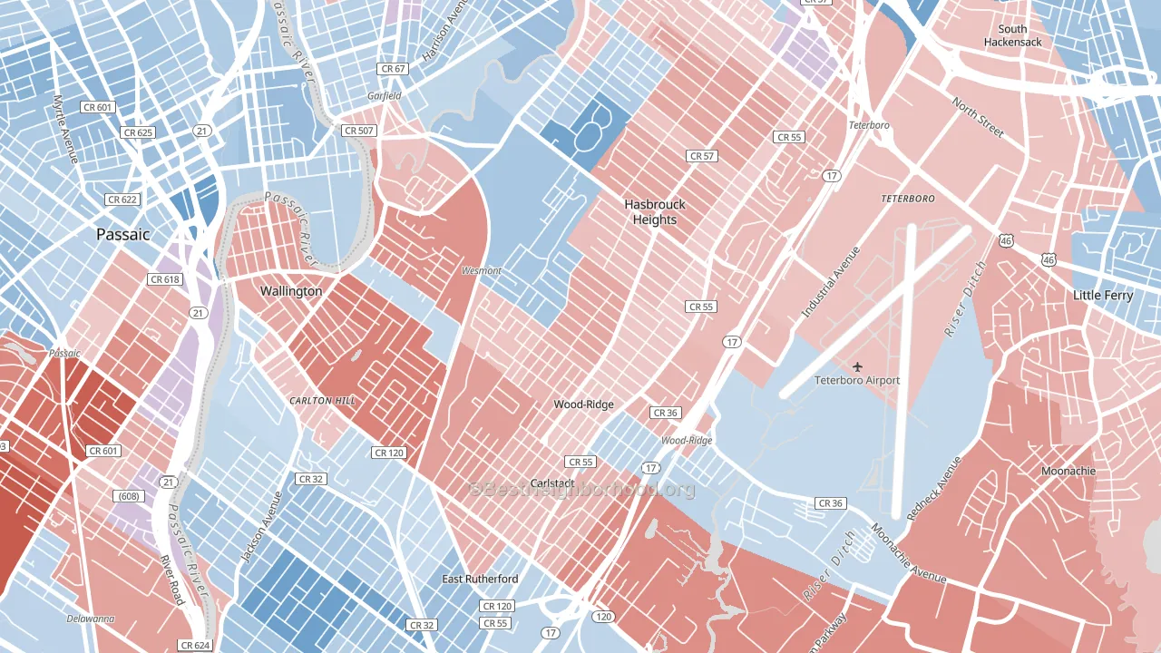 Wood-Ridge, NJ block-group political-lean map