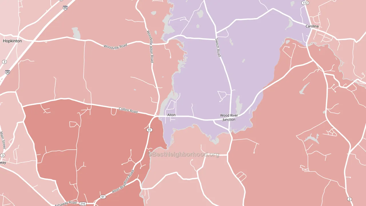 Wood River Junction, RI block-group political-lean map