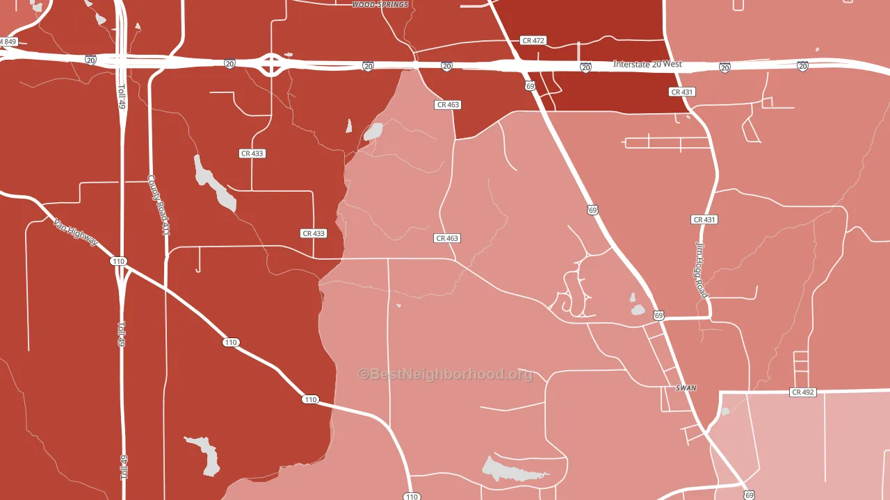 Wood Springs, TX block-group political-lean map