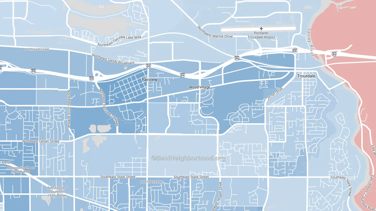 Wood Village, OR block-group political-lean map