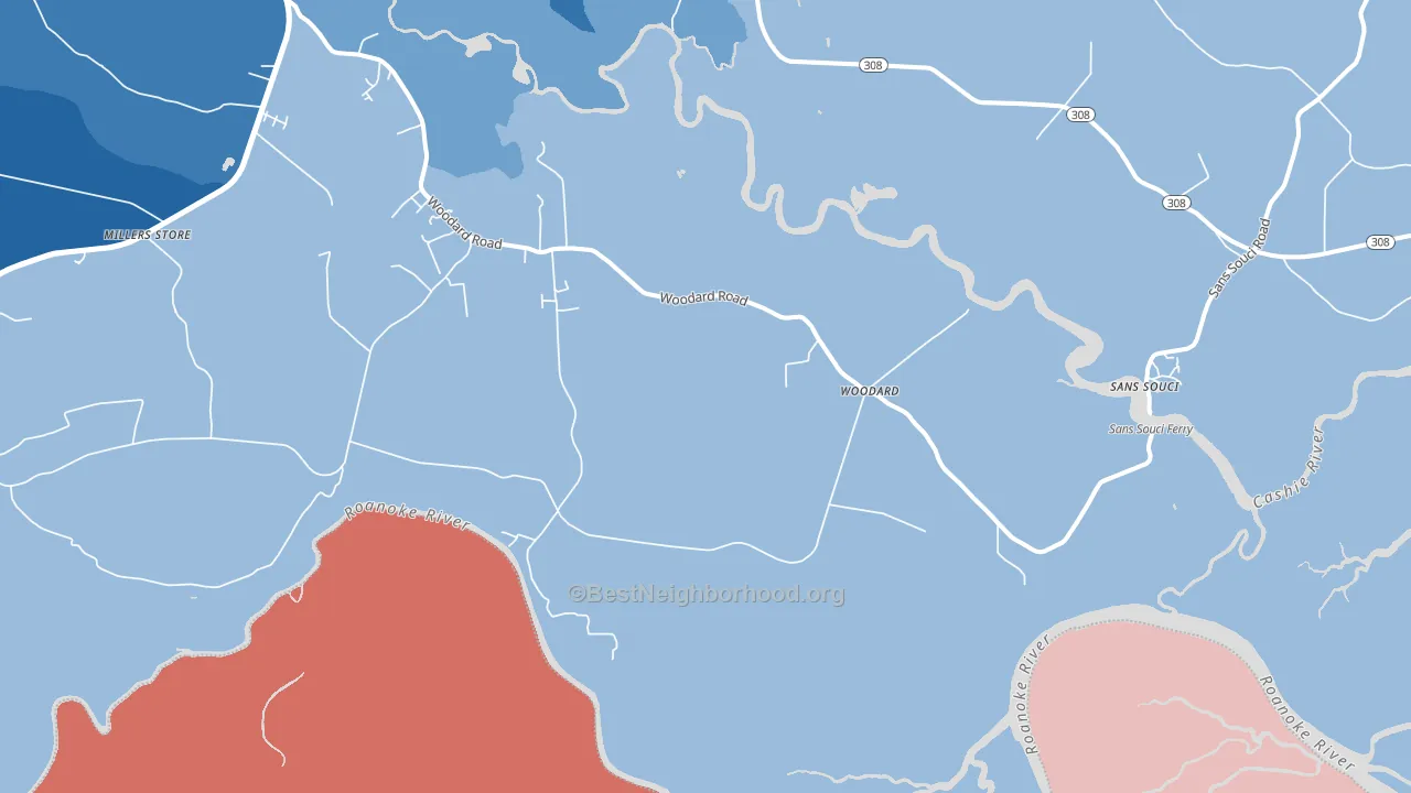 Woodard, NC block-group political-lean map