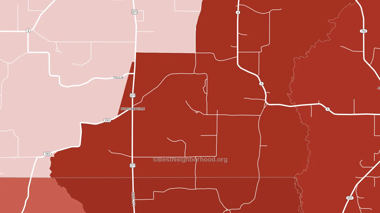 Woodardville, LA block-group political-lean map