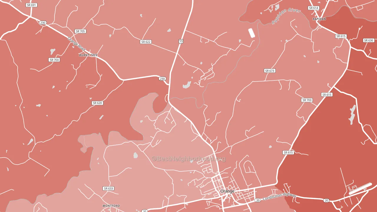 Woodberry Forest, VA block-group political-lean map