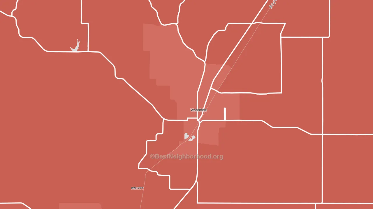 Woodbine, IA block-group political-lean map