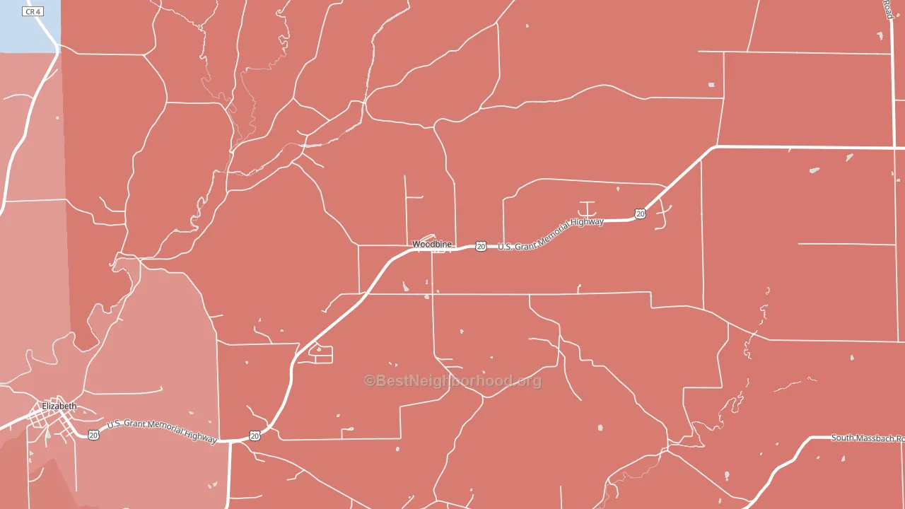 Woodbine, IL block-group political-lean map