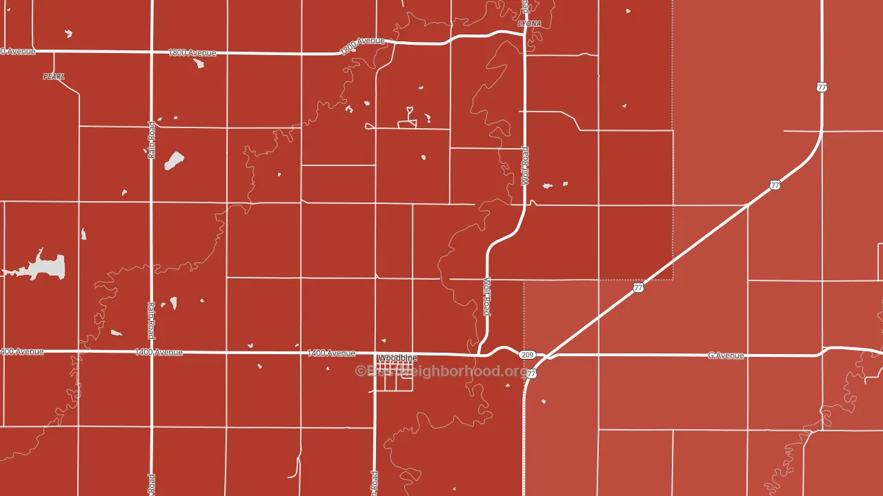Woodbine, KS block-group political-lean map