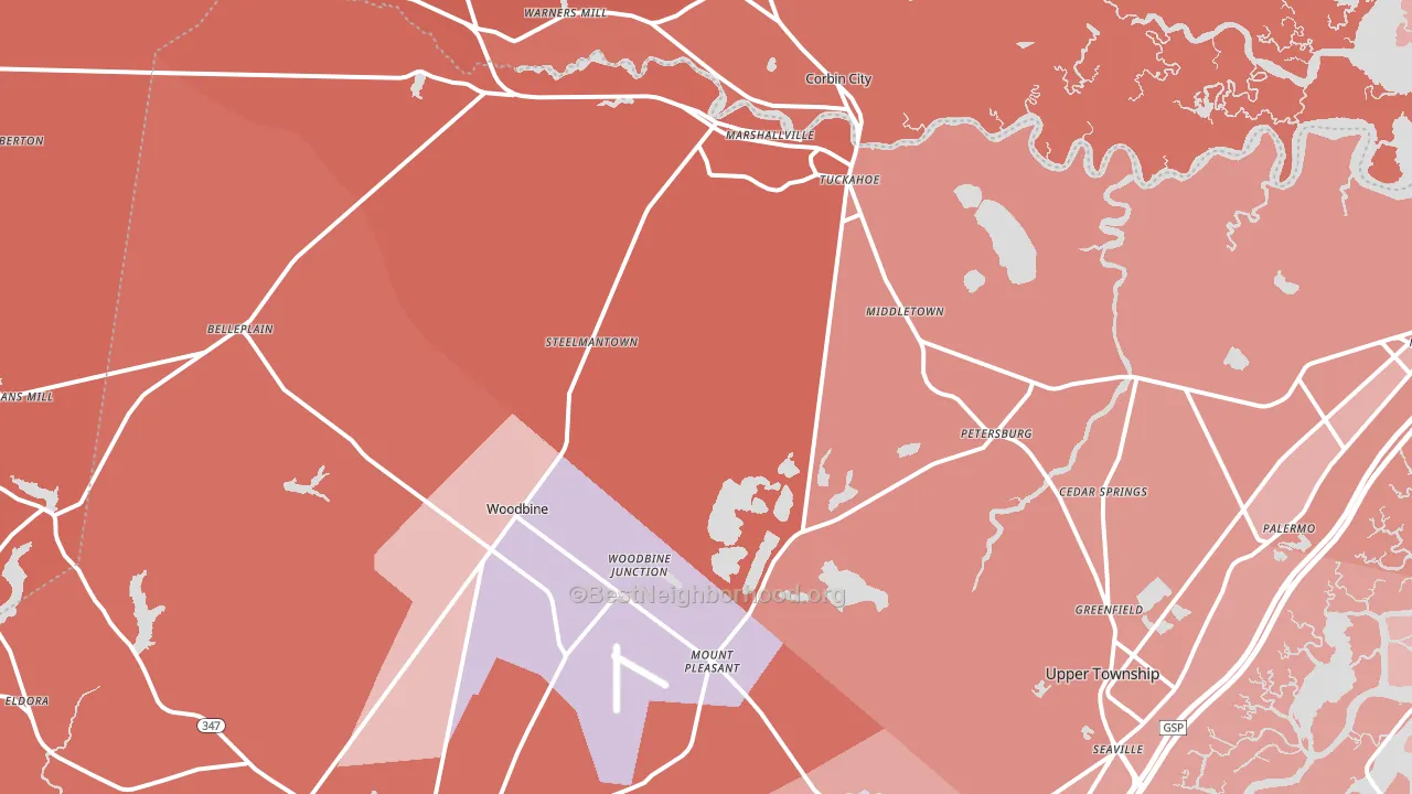 Woodbine, NJ block-group political-lean map