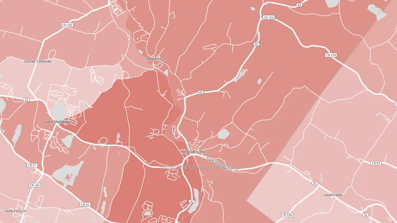Woodbourne, NY block-group political-lean map