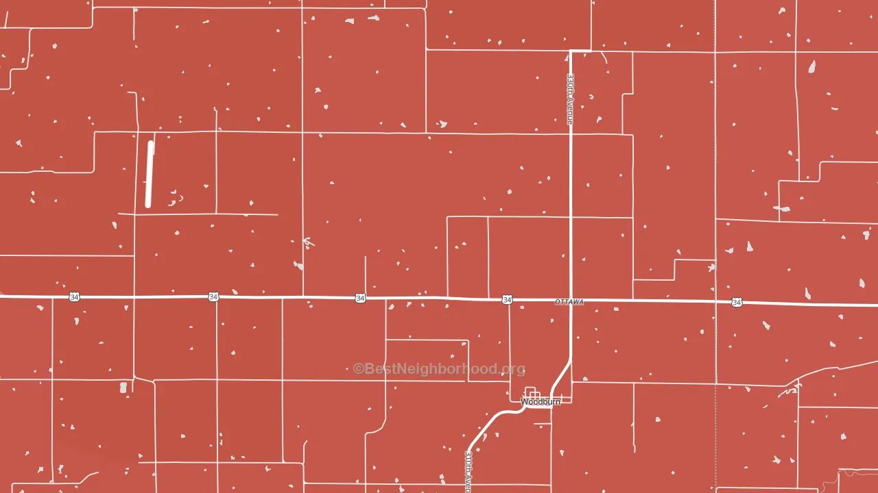 Woodburn, IA block-group political-lean map