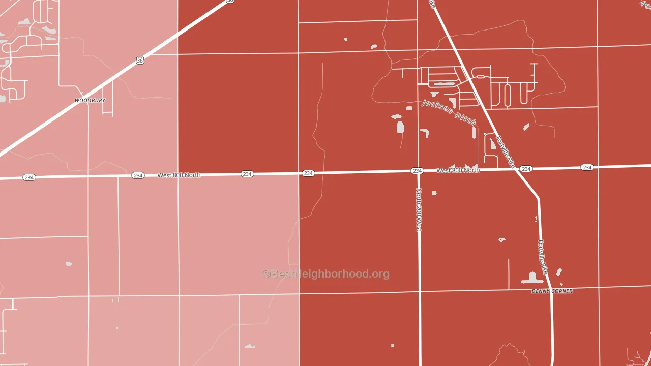 Woodbury, IN block-group political-lean map