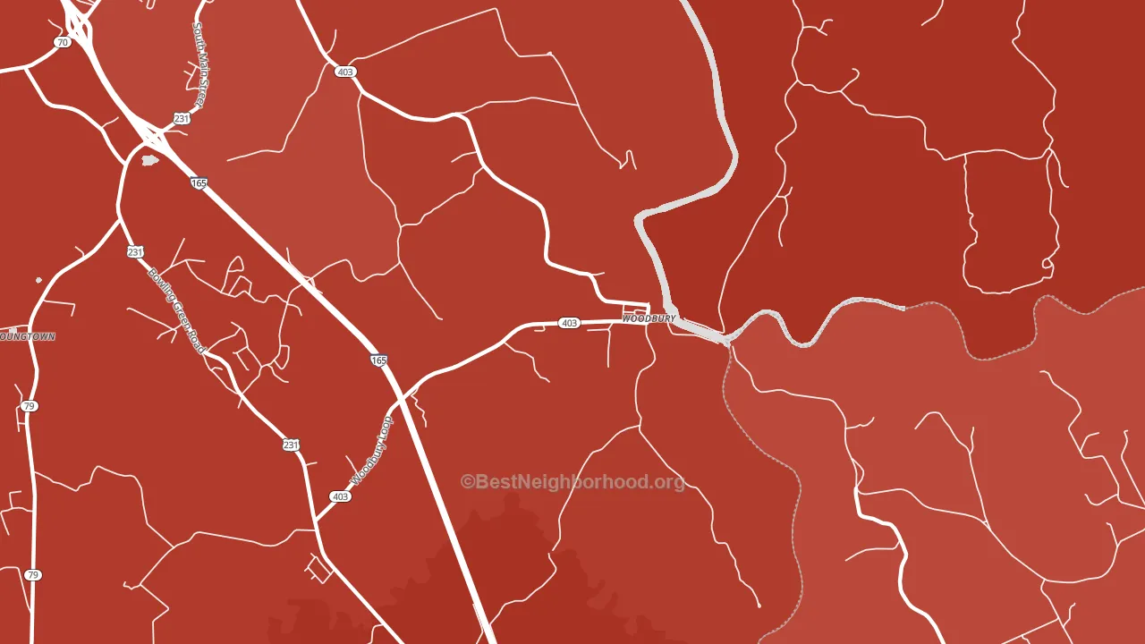 Woodbury, KY block-group political-lean map