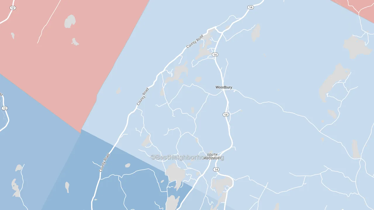 Woodbury, VT block-group political-lean map