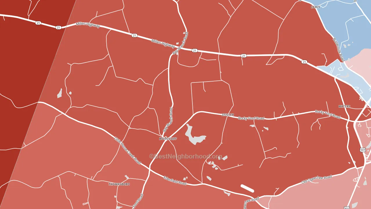Woodcliff, GA block-group political-lean map