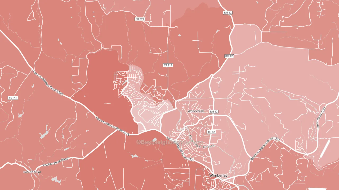 Woodcreek, TX block-group political-lean map
