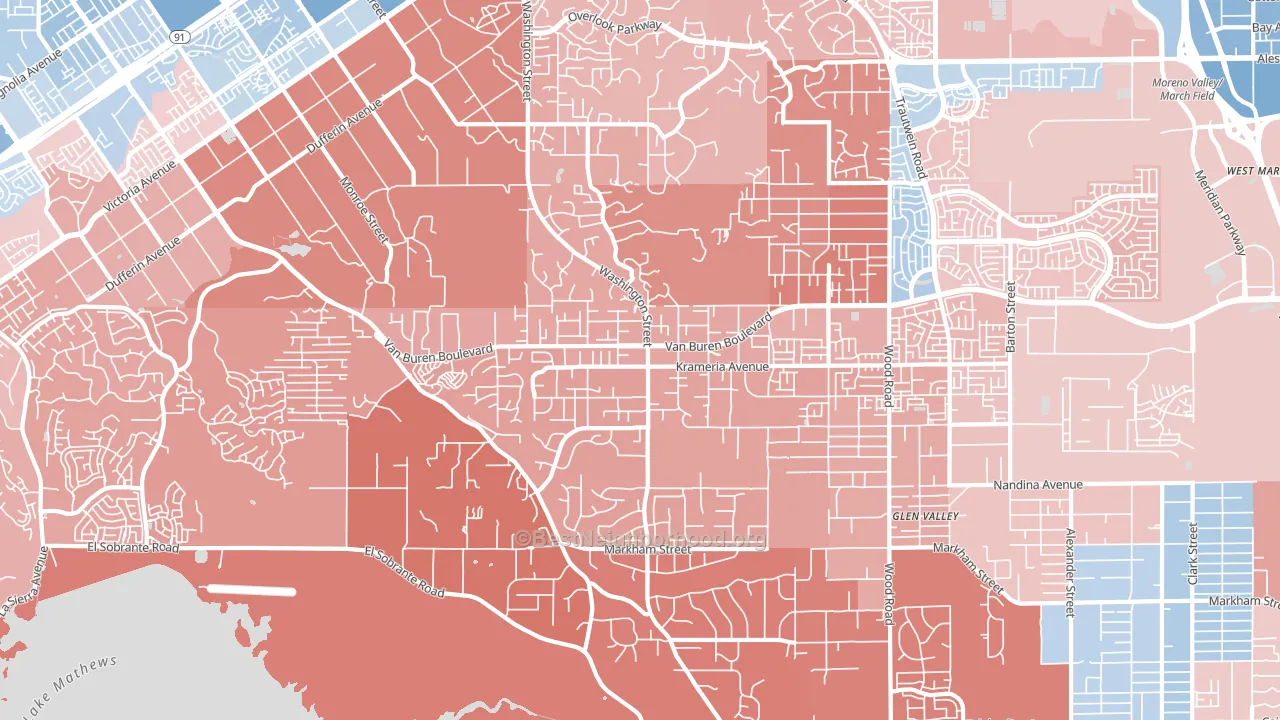 Woodcrest, CA block-group political-lean map