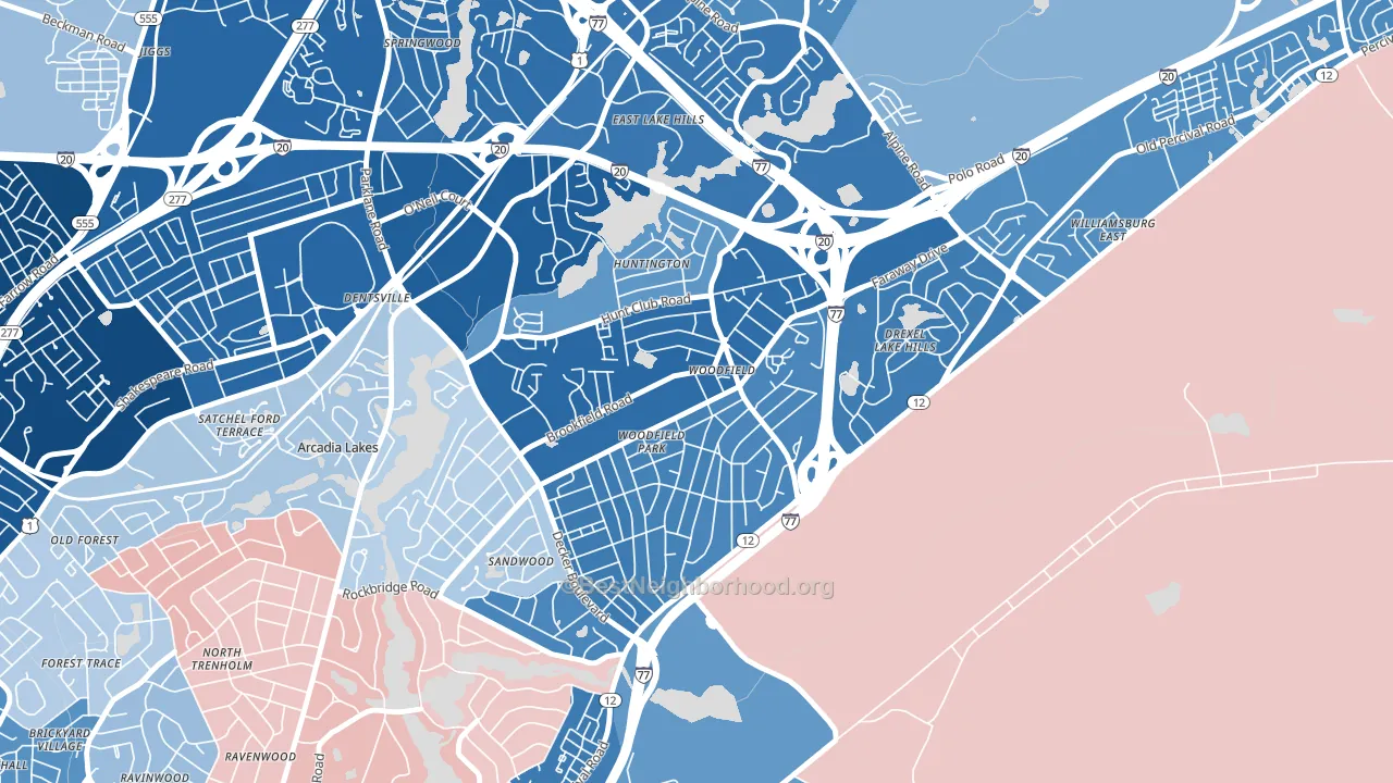 Woodfield, SC block-group political-lean map