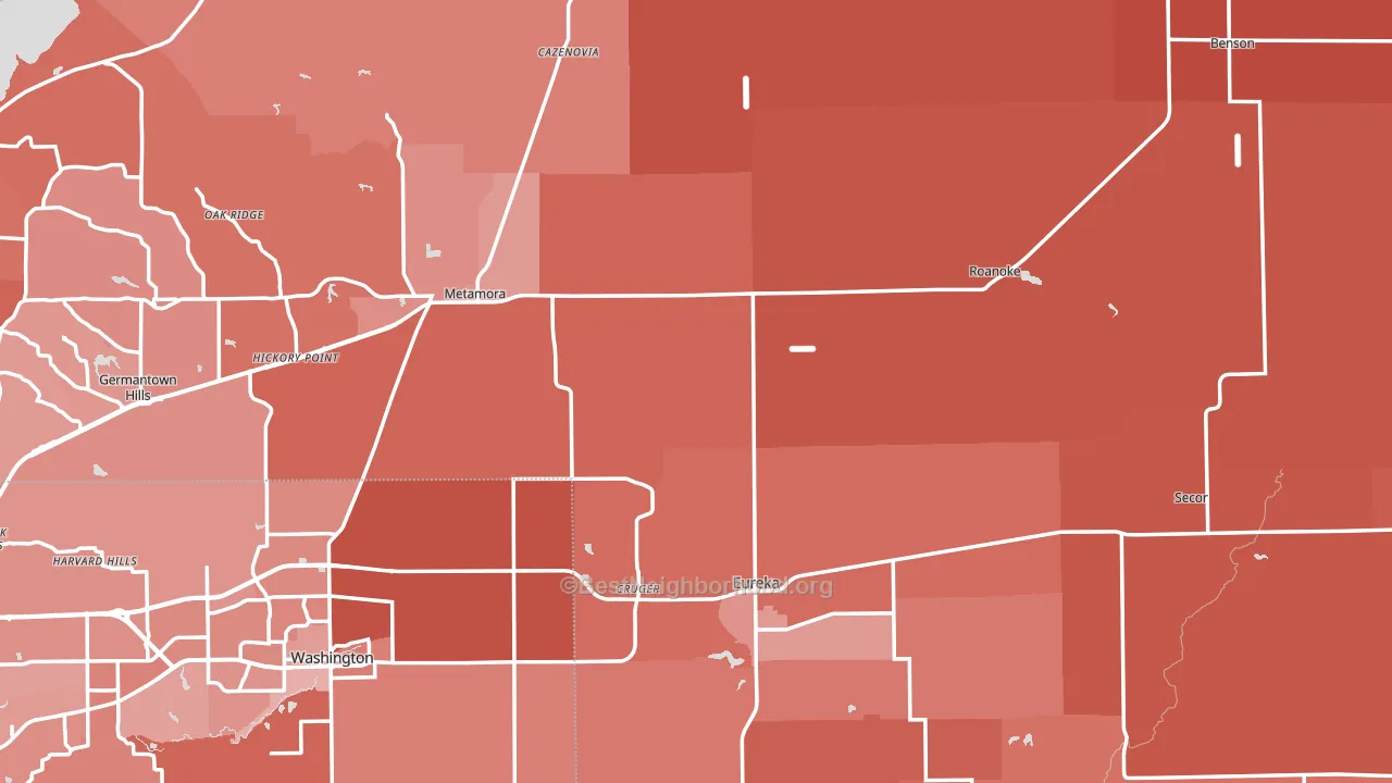 Woodford County, IL block-group political-lean map