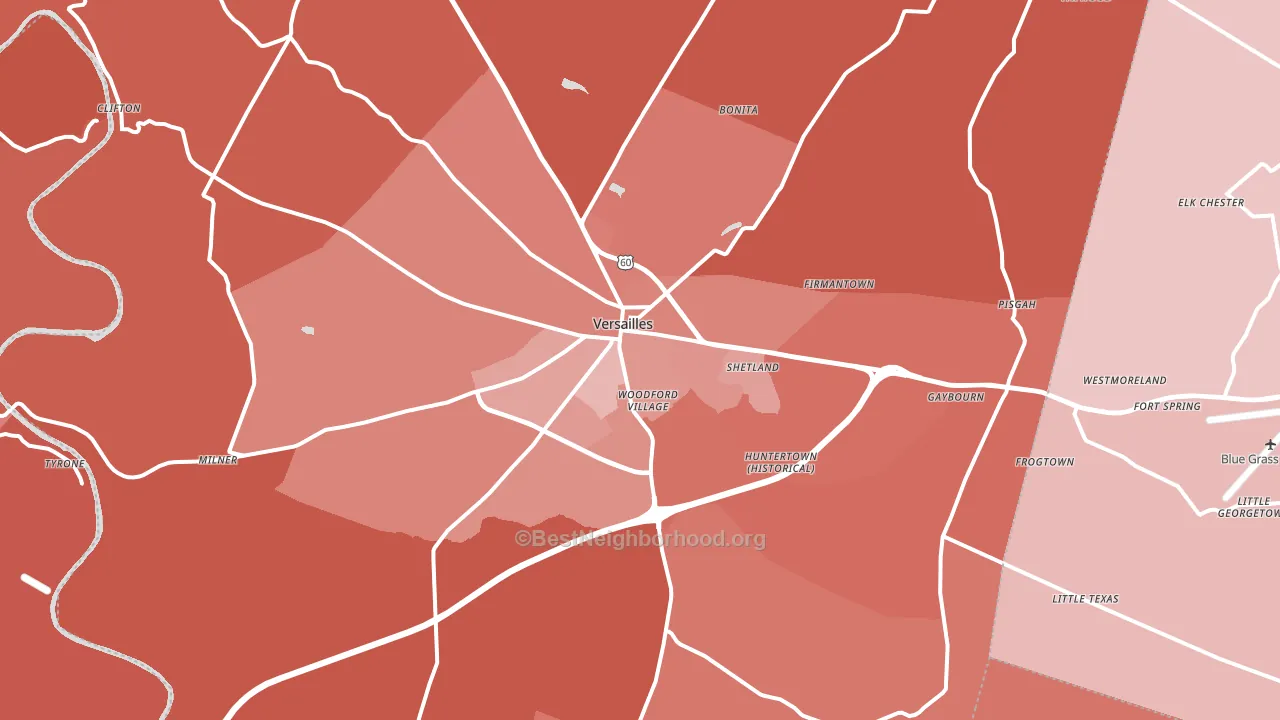 Woodford County, KY block-group political-lean map