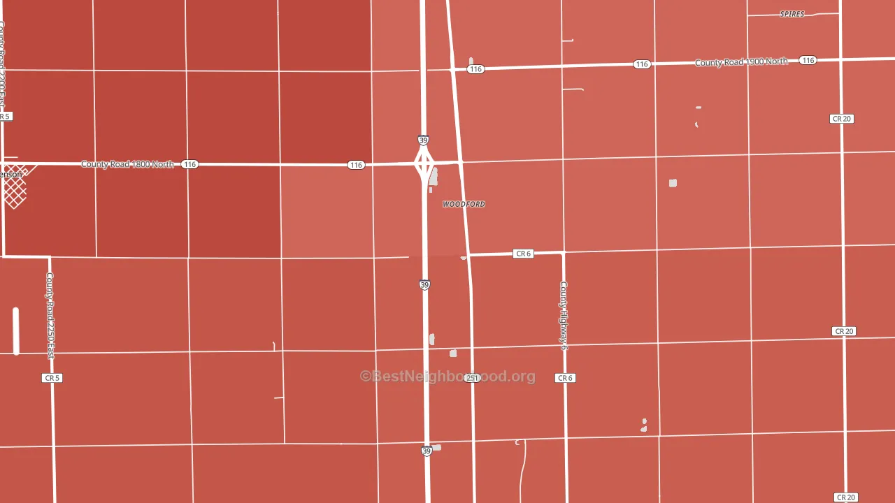 Woodford, IL block-group political-lean map