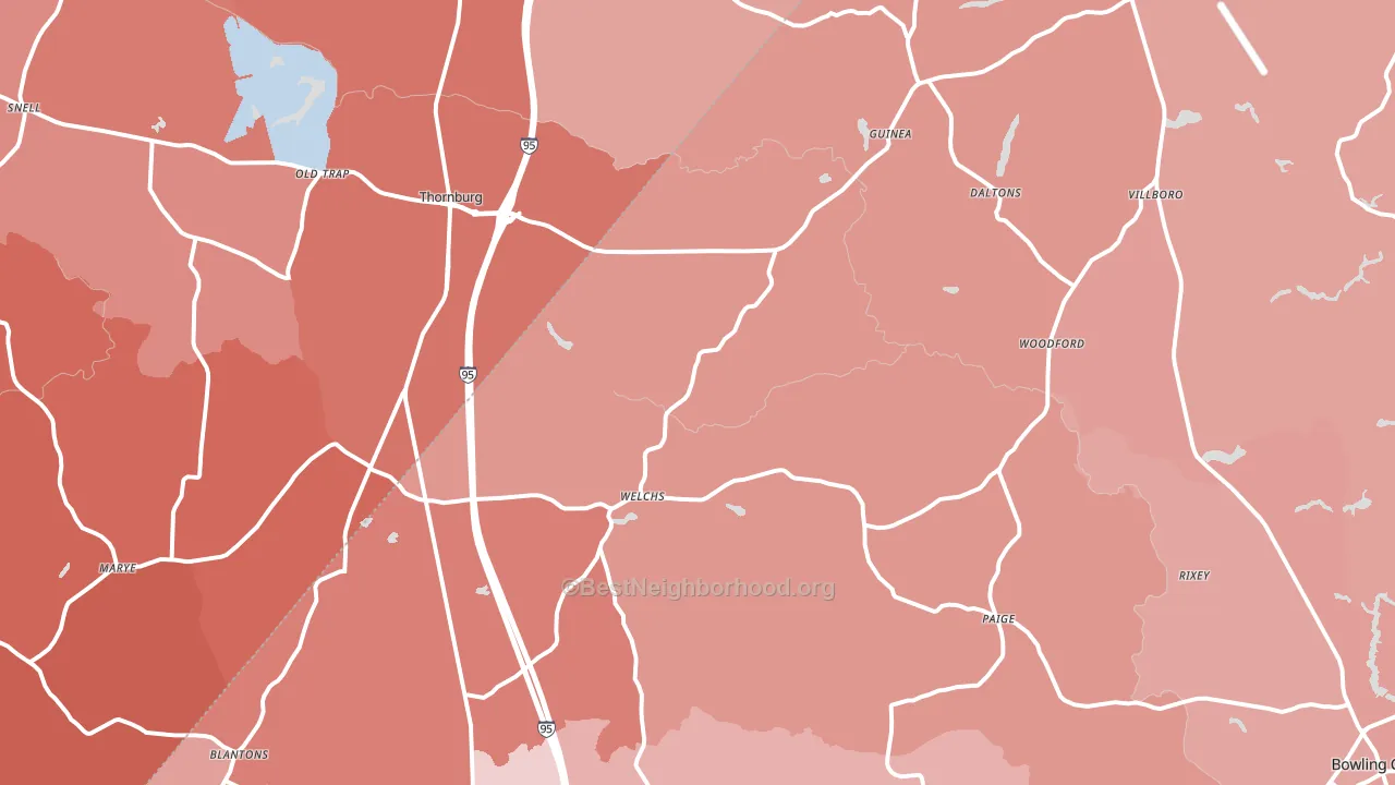 Woodford, VA block-group political-lean map