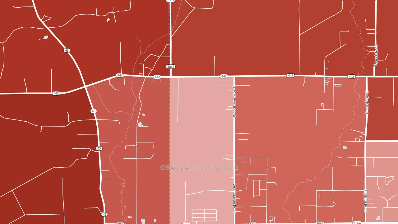 Woodhaven, LA block-group political-lean map