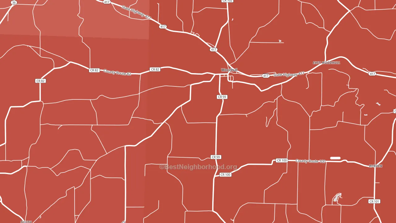 Woodhull, NY block-group political-lean map