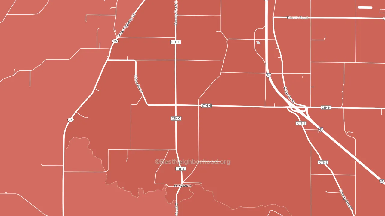 Woodhull, WI block-group political-lean map