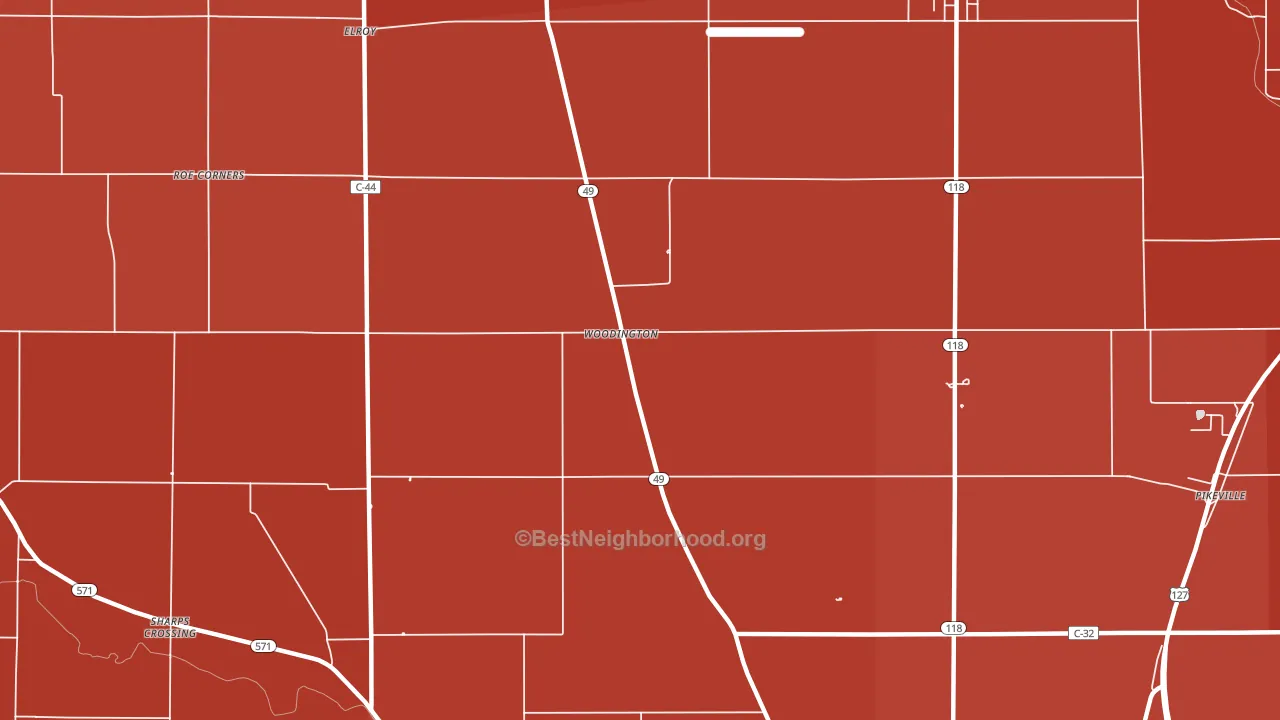 Woodington, OH block-group political-lean map