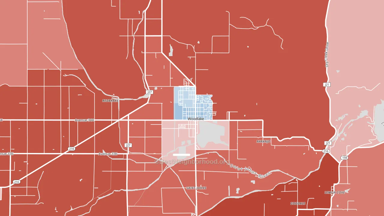 Woodlake, CA block-group political-lean map