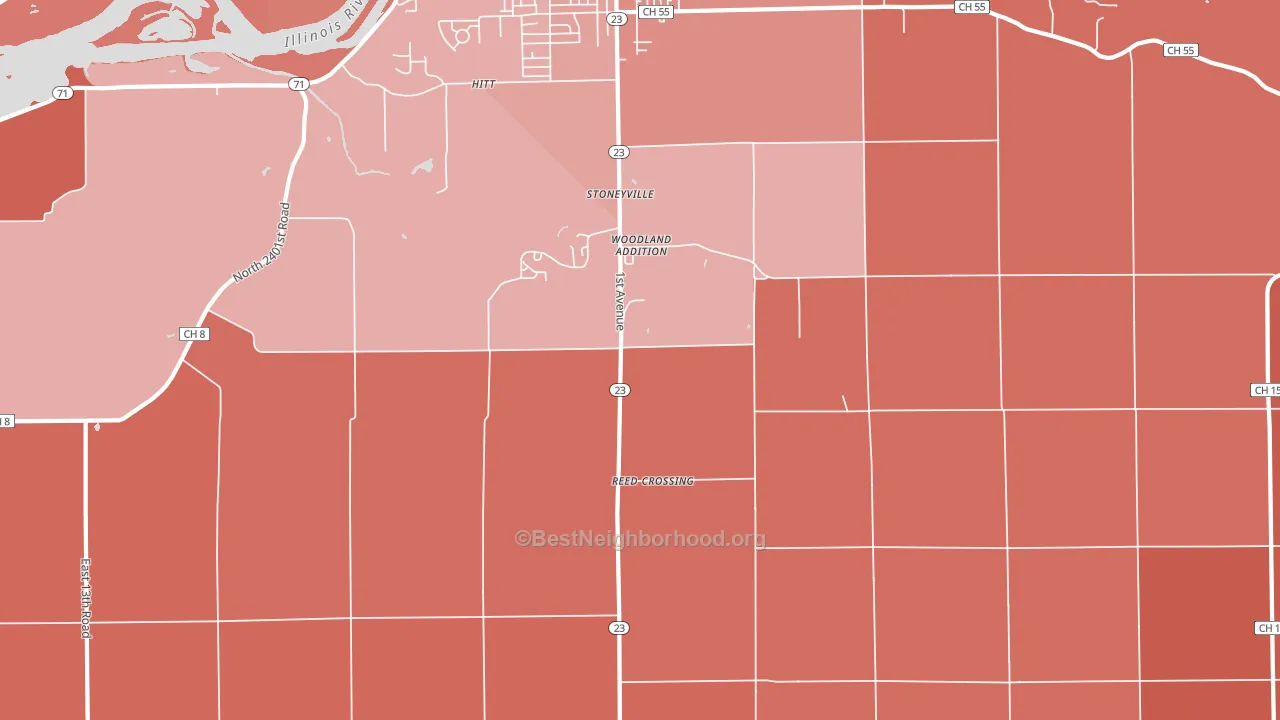 Woodland Addition, IL block-group political-lean map