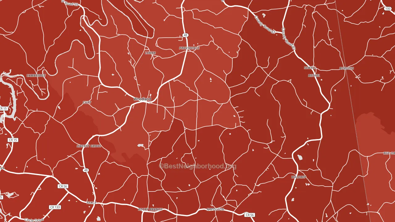 Woodland, AL block-group political-lean map