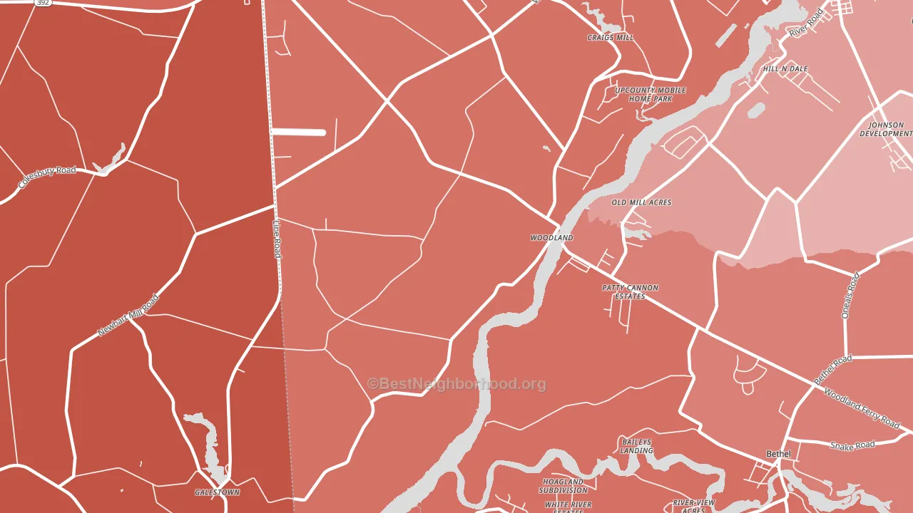 Woodland, DE block-group political-lean map