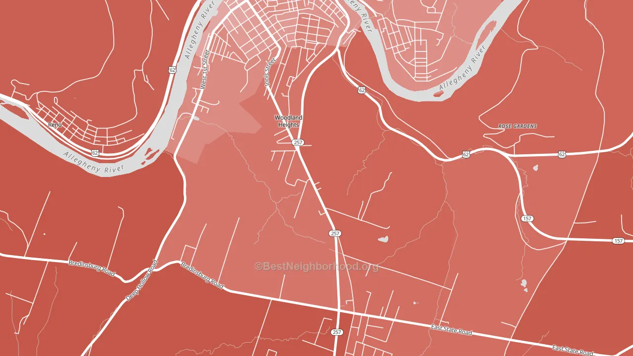 Woodland Heights, PA block-group political-lean map