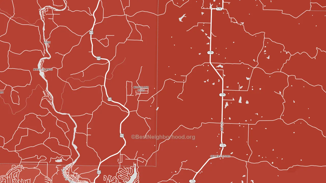 Woodland Hills, AR block-group political-lean map
