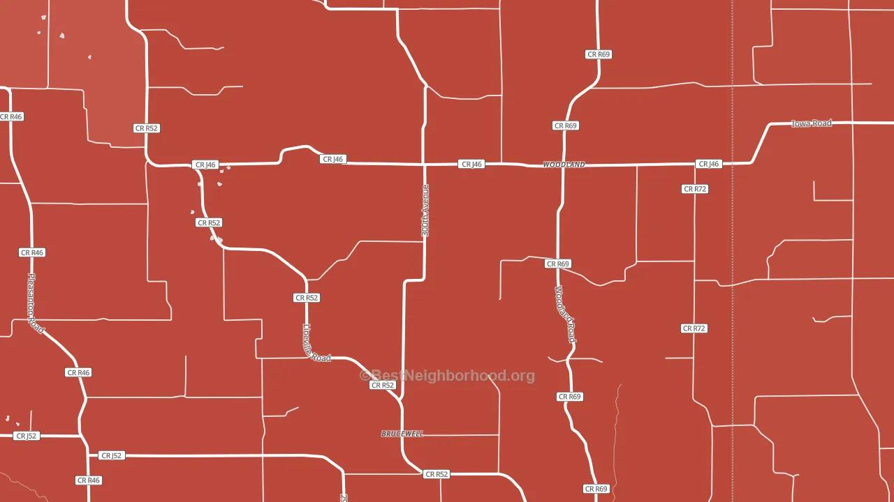 Woodland, IA block-group political-lean map