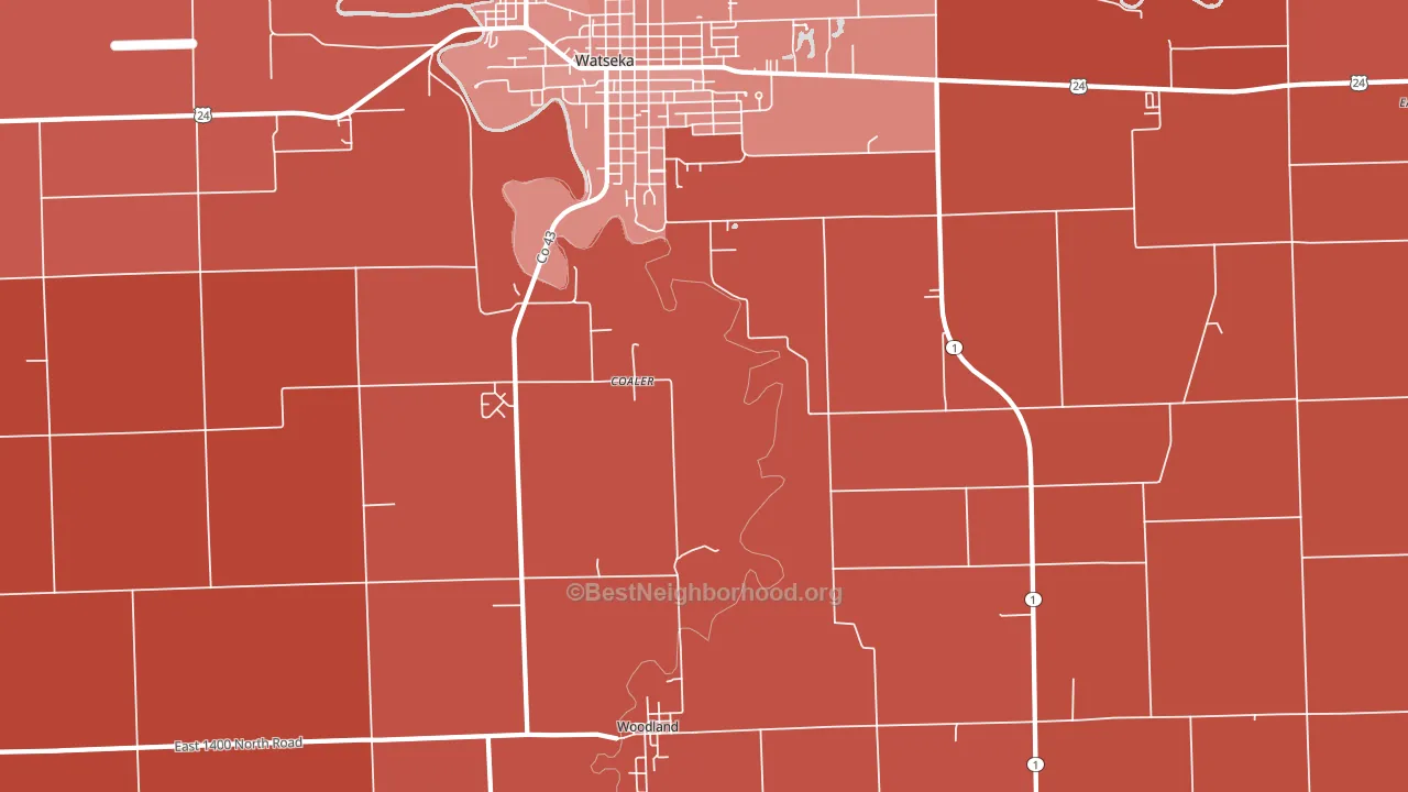 Woodland, IL block-group political-lean map