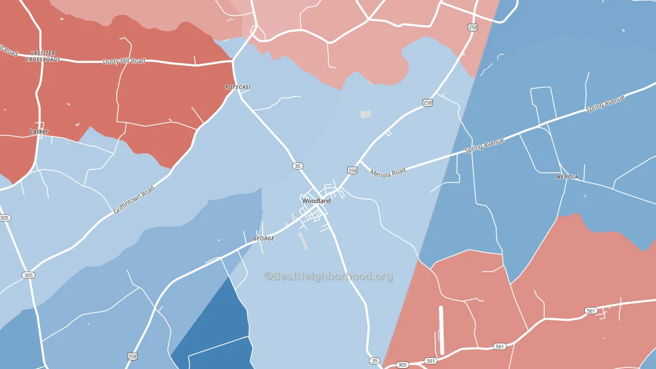 Woodland, NC block-group political-lean map