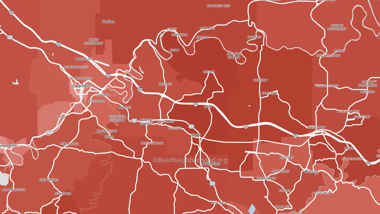 Woodland, PA block-group political-lean map