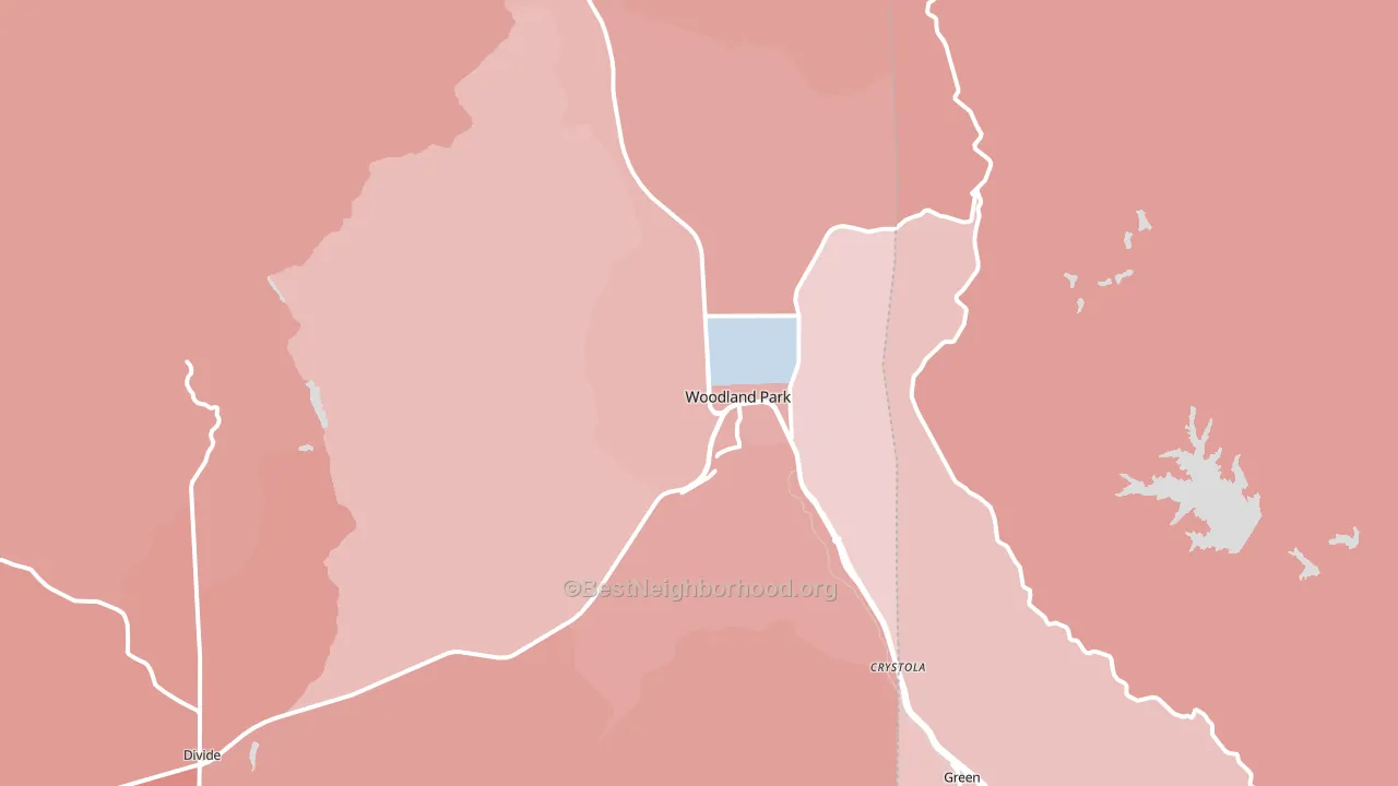 Woodland Park, CO block-group political-lean map