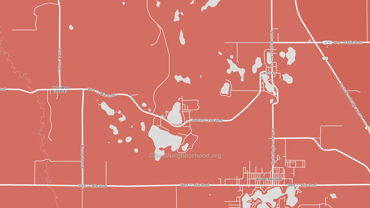 Woodland Park, MI block-group political-lean map