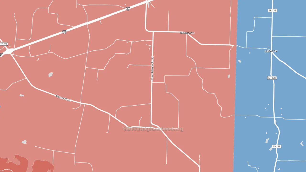 Woodland, TN block-group political-lean map