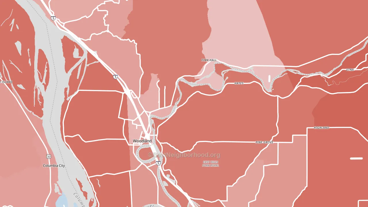 Woodland, WA block-group political-lean map