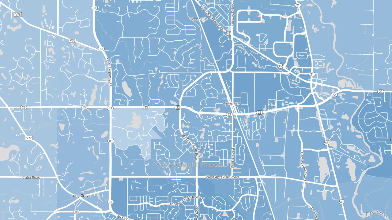 Woodlands at Fiore, Buffalo Grove, IL block-group political-lean map