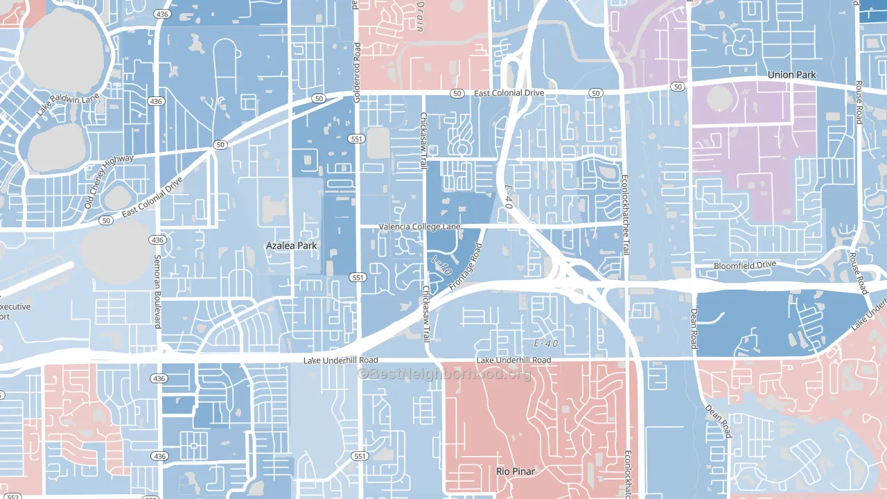 Woodlands-Orlando, Orlando, FL block-group political-lean map