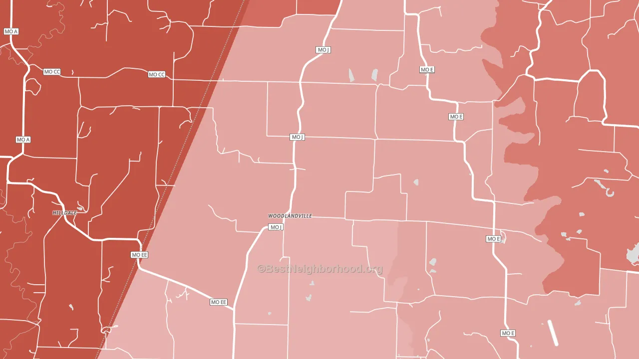 Woodlandville, MO block-group political-lean map