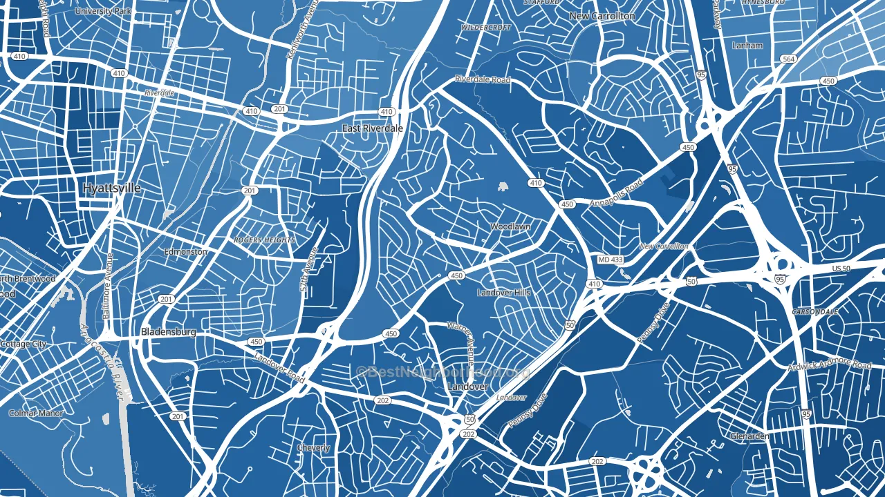 Woodlawn Hayattsville, Hyattsville, MD block-group political-lean map
