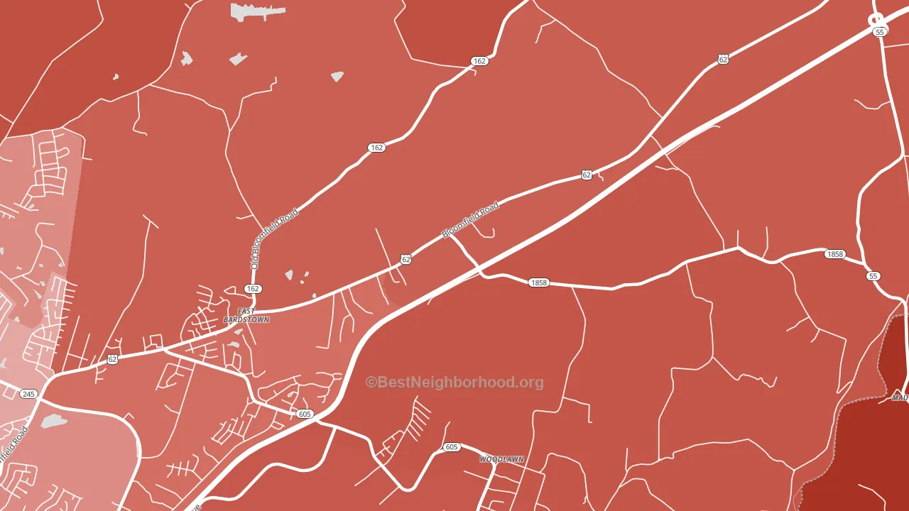 Woodlawn, KY block-group political-lean map
