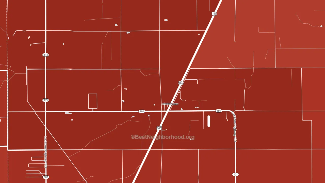 Woodlawn, LA block-group political-lean map