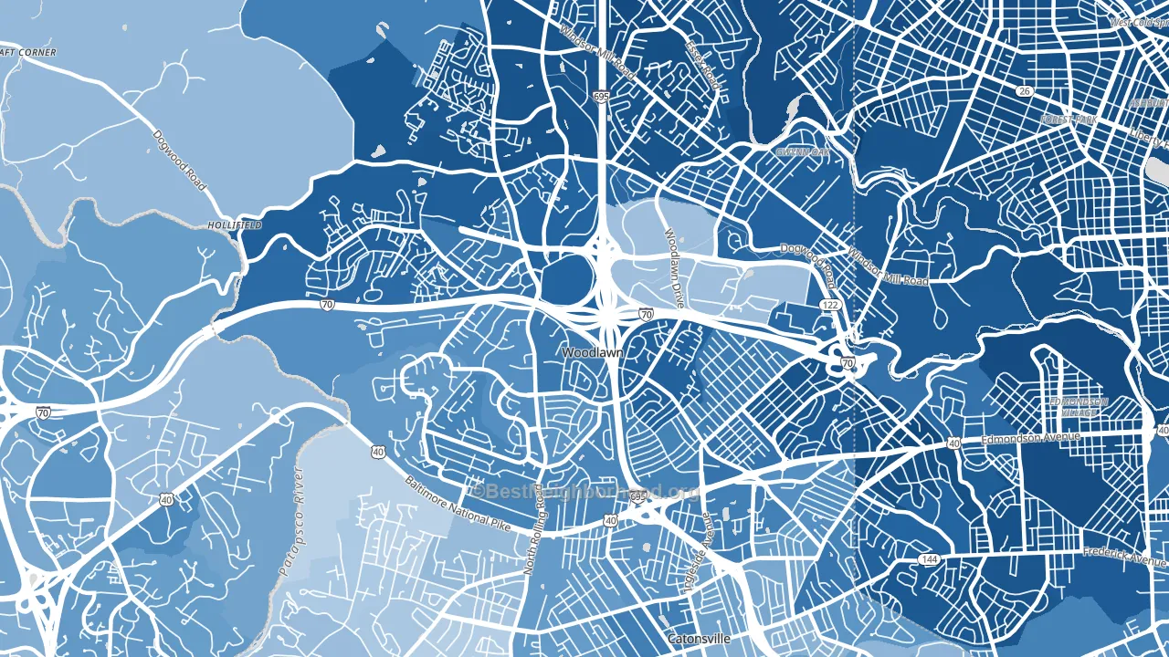 Woodlawn, MD block-group political-lean map